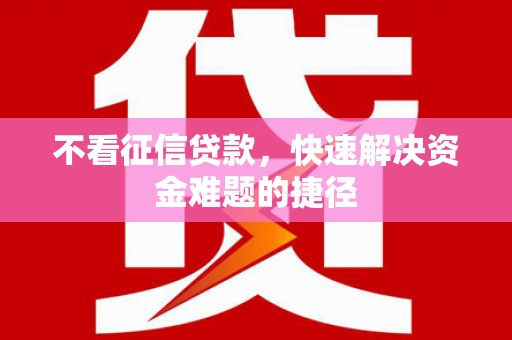 阳谷不看征信贷款，快速解决资金难题的捷径