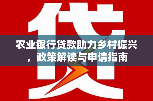 阳谷农业银行贷款助力乡村振兴，政策解读与申请指南