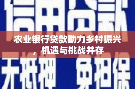 阳谷农业银行贷款助力乡村振兴，机遇与挑战并存